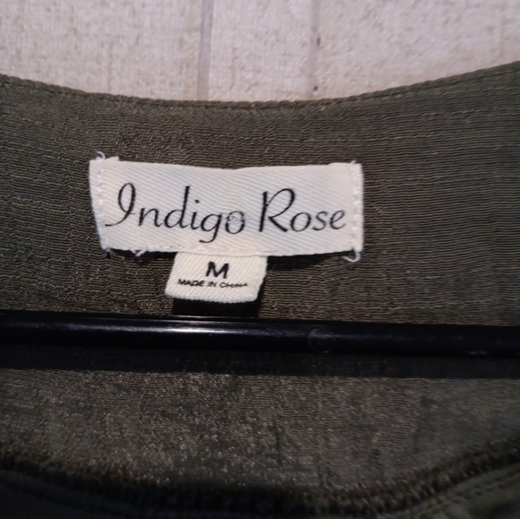 Indigo Rose Dress Womens Small Green Crochet Detail Tunic Length Boho Whimsical - Picture 2 of 4